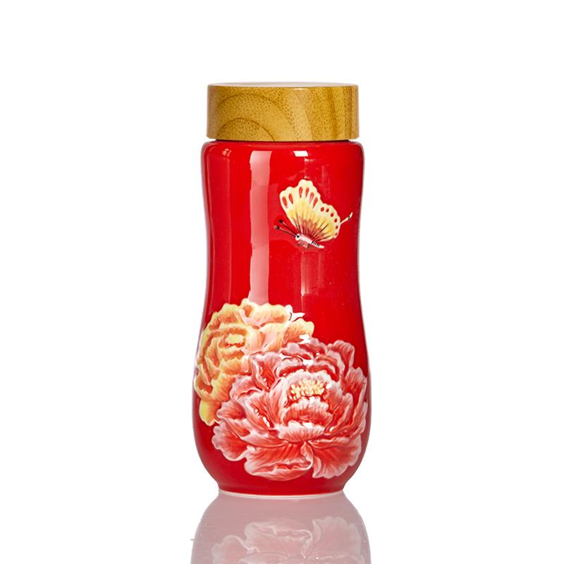 Golden Age Peony Ceramic Tea Tumbler-2