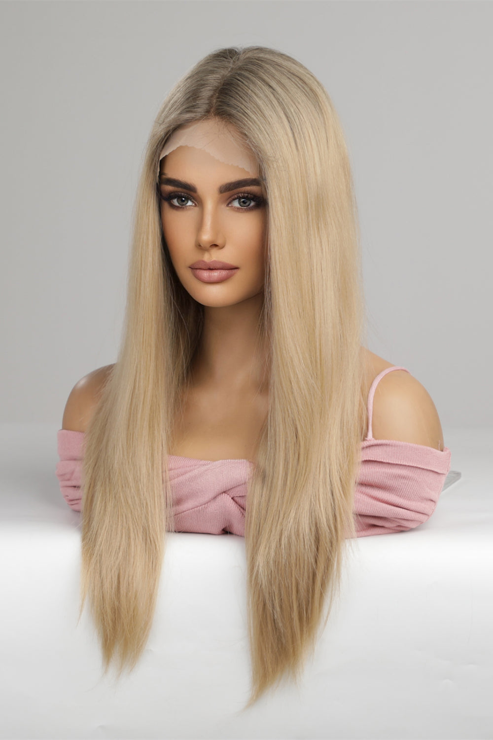 Synthetic Long Straight Lace-Front Wig