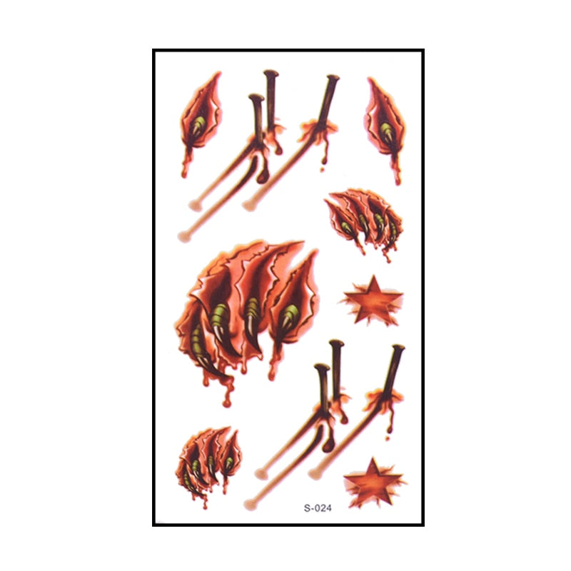 Bloody Horror Waterproof Temporary Tattoo Stickers (Assorted)