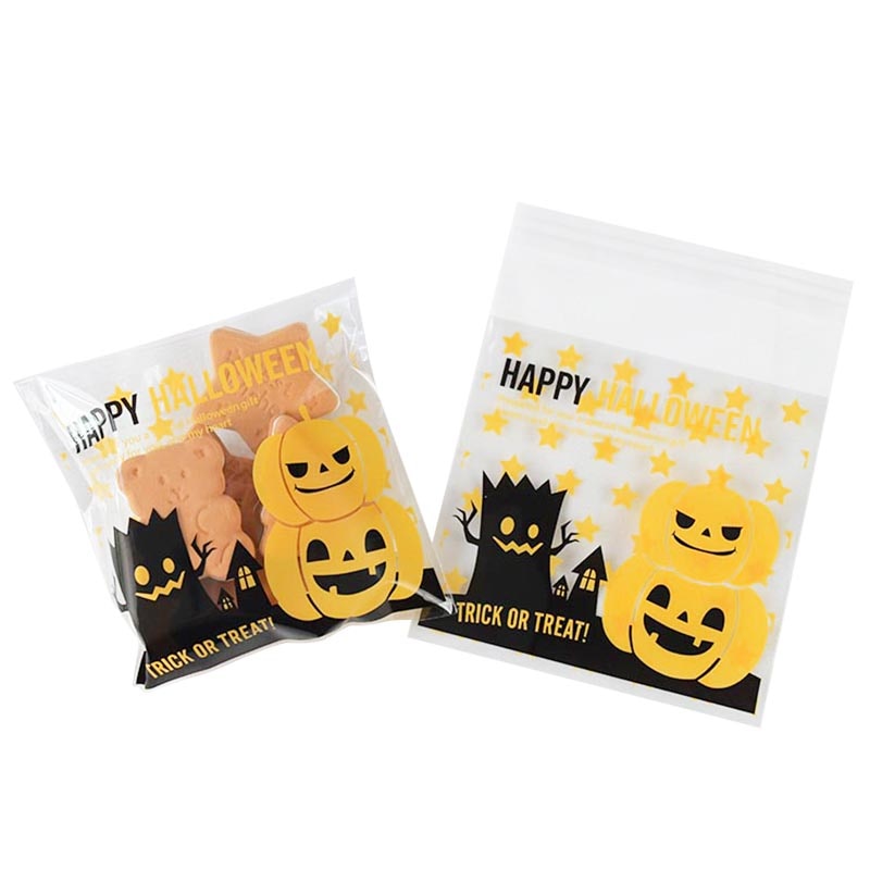 50/100pcs Self Adhesive Cellophane Halloween Treat Bags