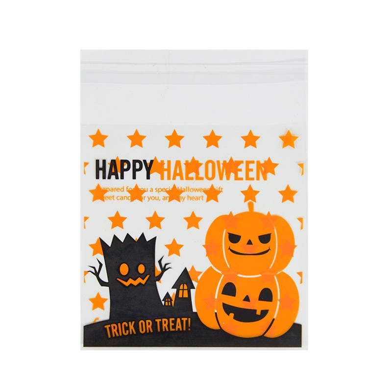 50/100pcs Self Adhesive Cellophane Halloween Treat Bags