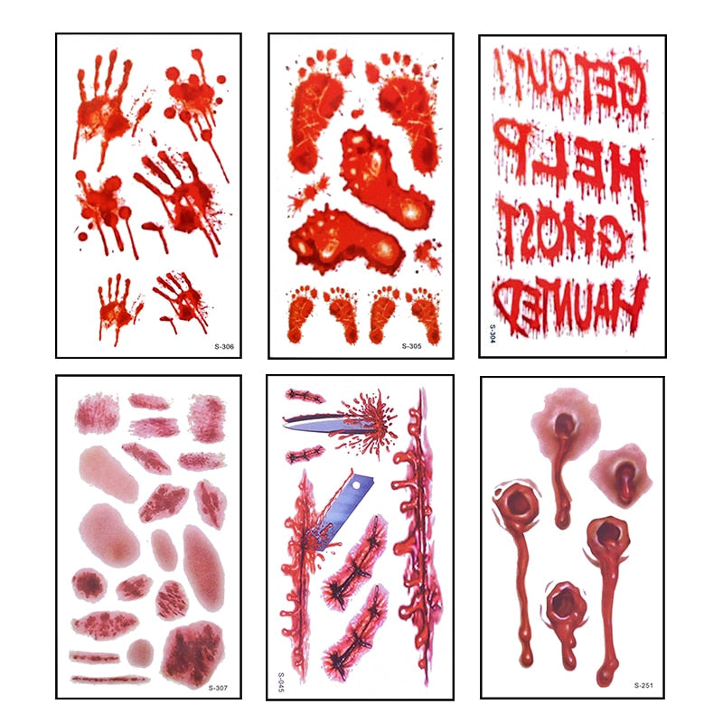 Bloody Horror Waterproof Temporary Tattoo Stickers (Assorted)