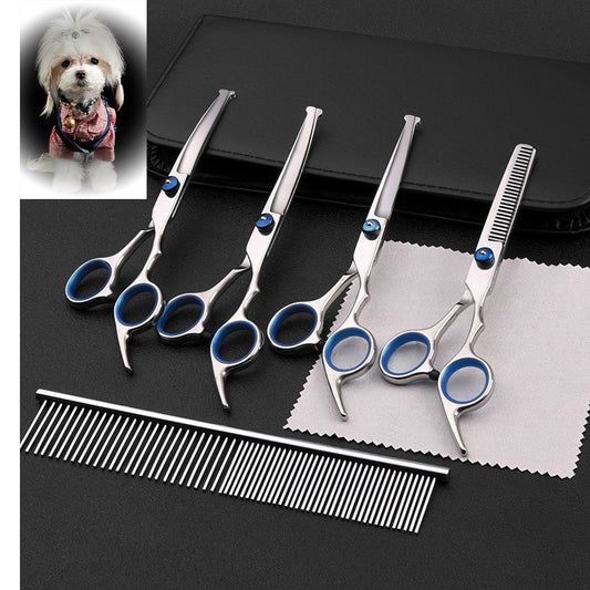 Safty Pet Grooming Scissors Round Head 6 Inch Professional Stainless Steel Dog Scissors Pets Shears Animal Cutting Portable Set