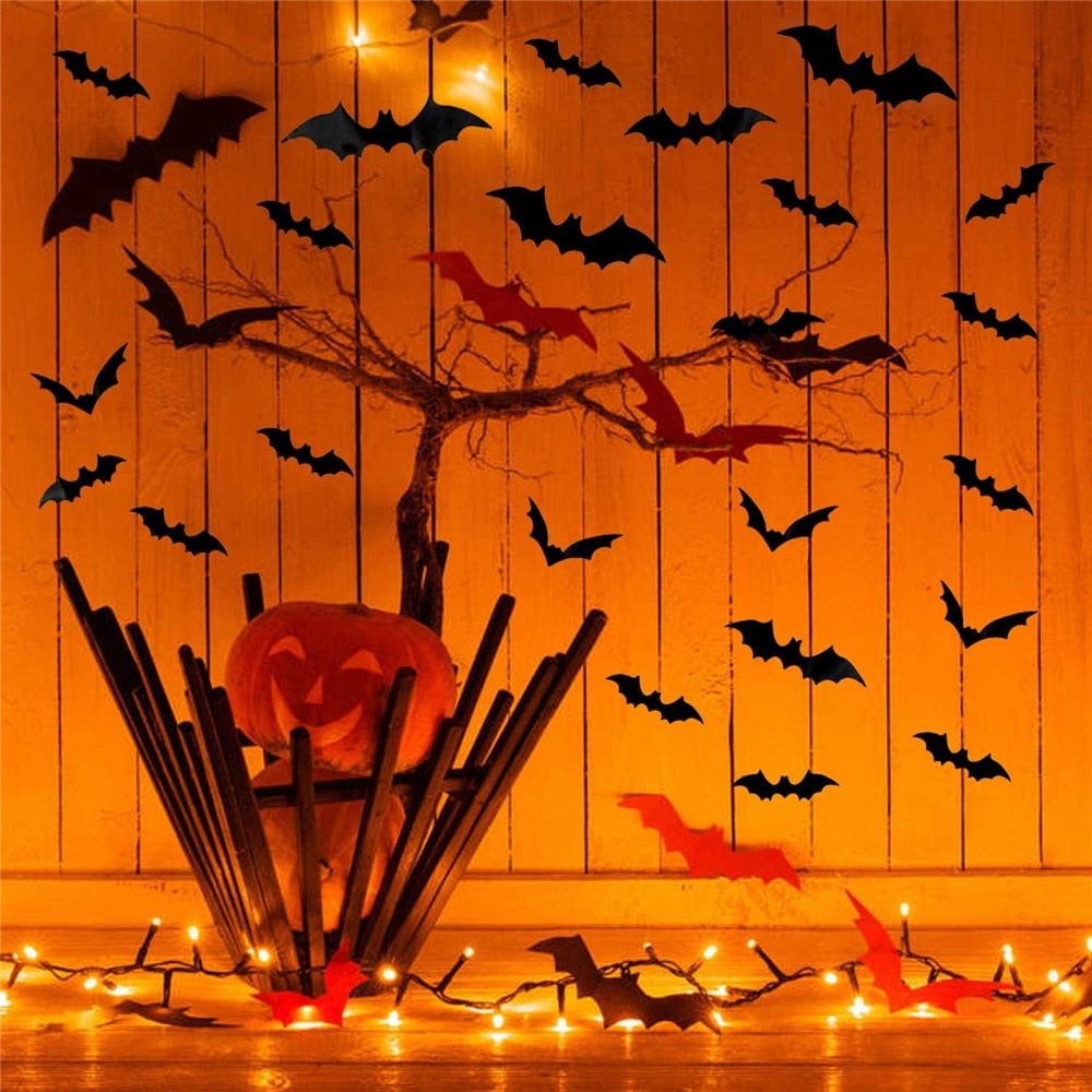 24/48pc Halloween 3D Bat Decorations