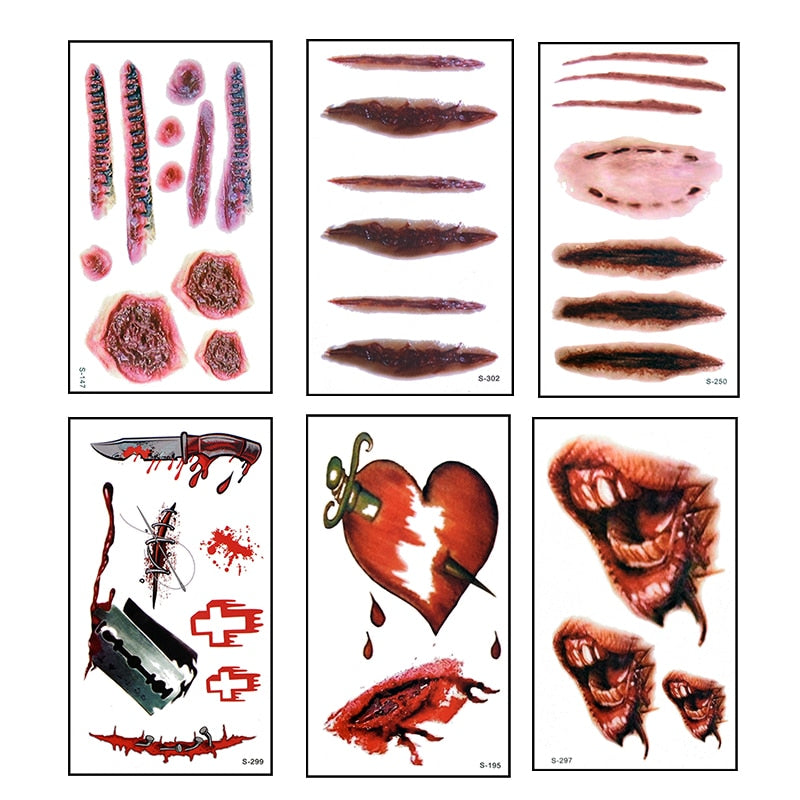 Bloody Horror Waterproof Temporary Tattoo Stickers (Assorted)