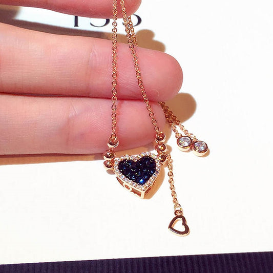 Hot Sale Super Shine Inlaid Rhinestone Heart Bracelet for Women Cubic Zircon Temperament Colar Stylish Vogue Pendant