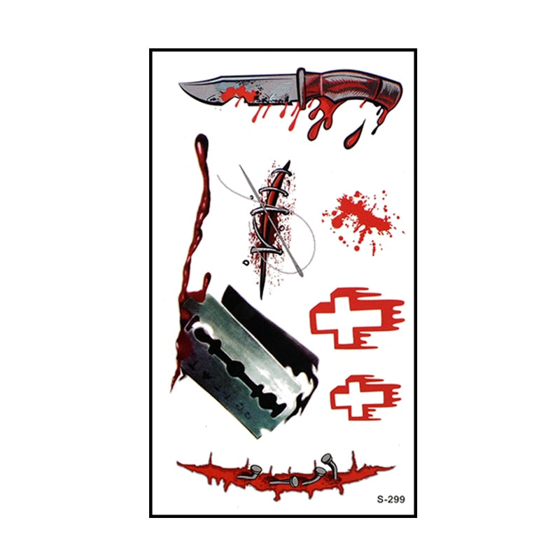 Bloody Horror Waterproof Temporary Tattoo Stickers (Assorted)