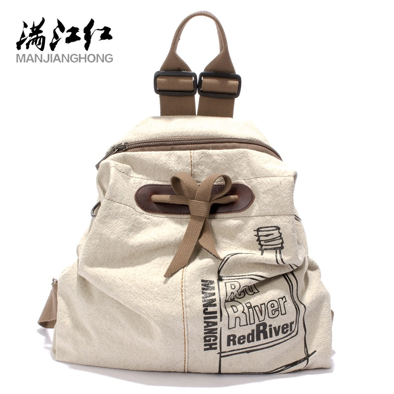 MANJIANGHONG Large Capacity Ladies Canvas Backpack Fashion Cotton and Linen Travel Bag Leisure Wild Simple Student Bag