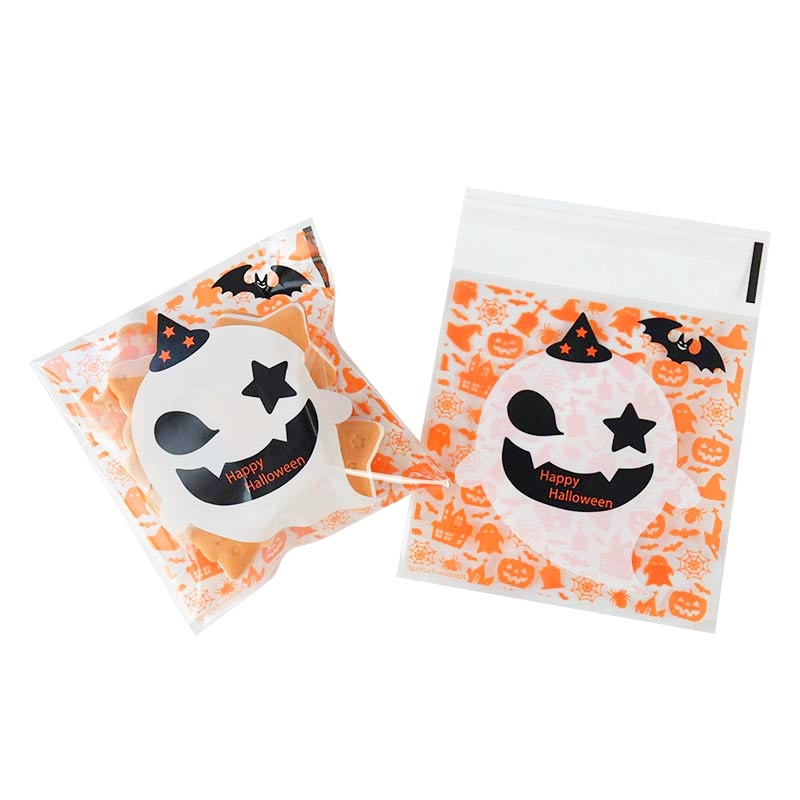 50/100pcs Self Adhesive Cellophane Halloween Treat Bags