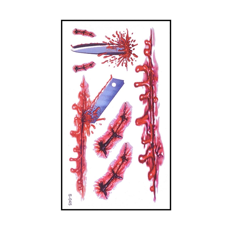 Bloody Horror Waterproof Temporary Tattoo Stickers (Assorted)