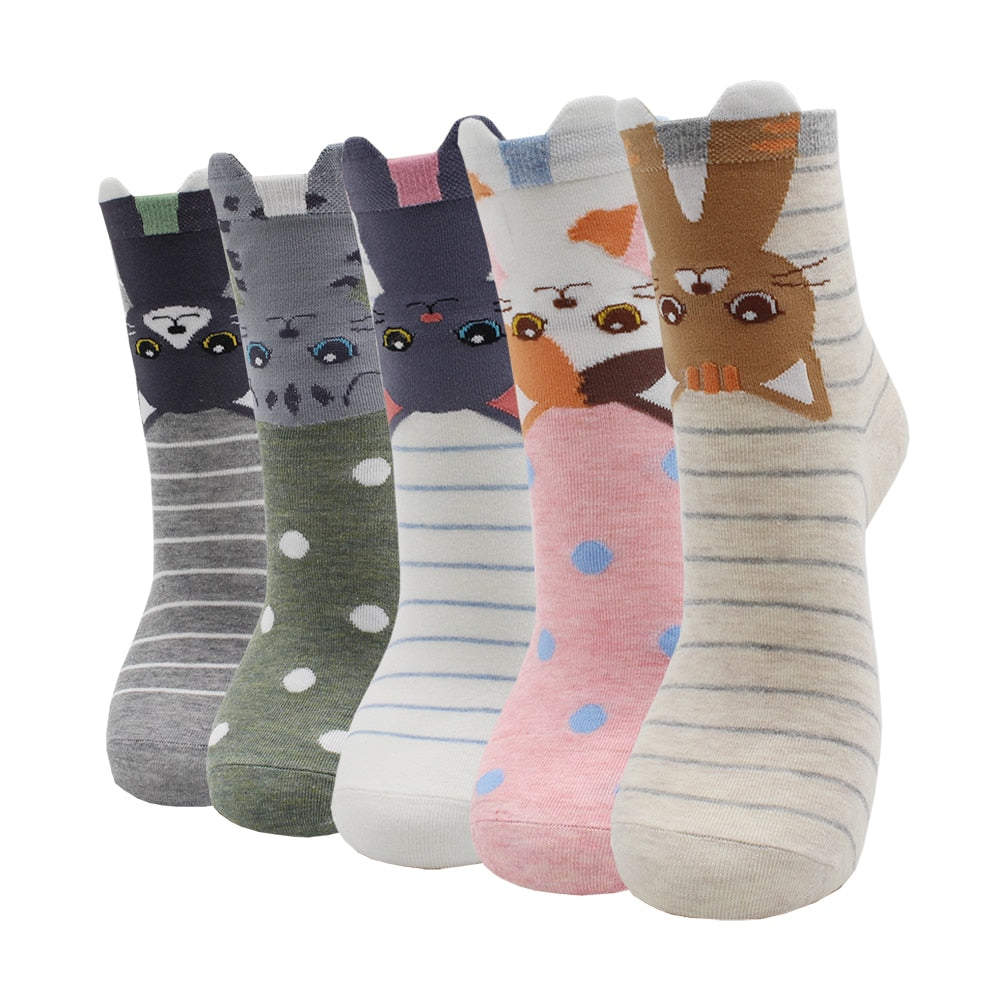 5-Pair Colorful Cute Cartoon Women's Sock Sets