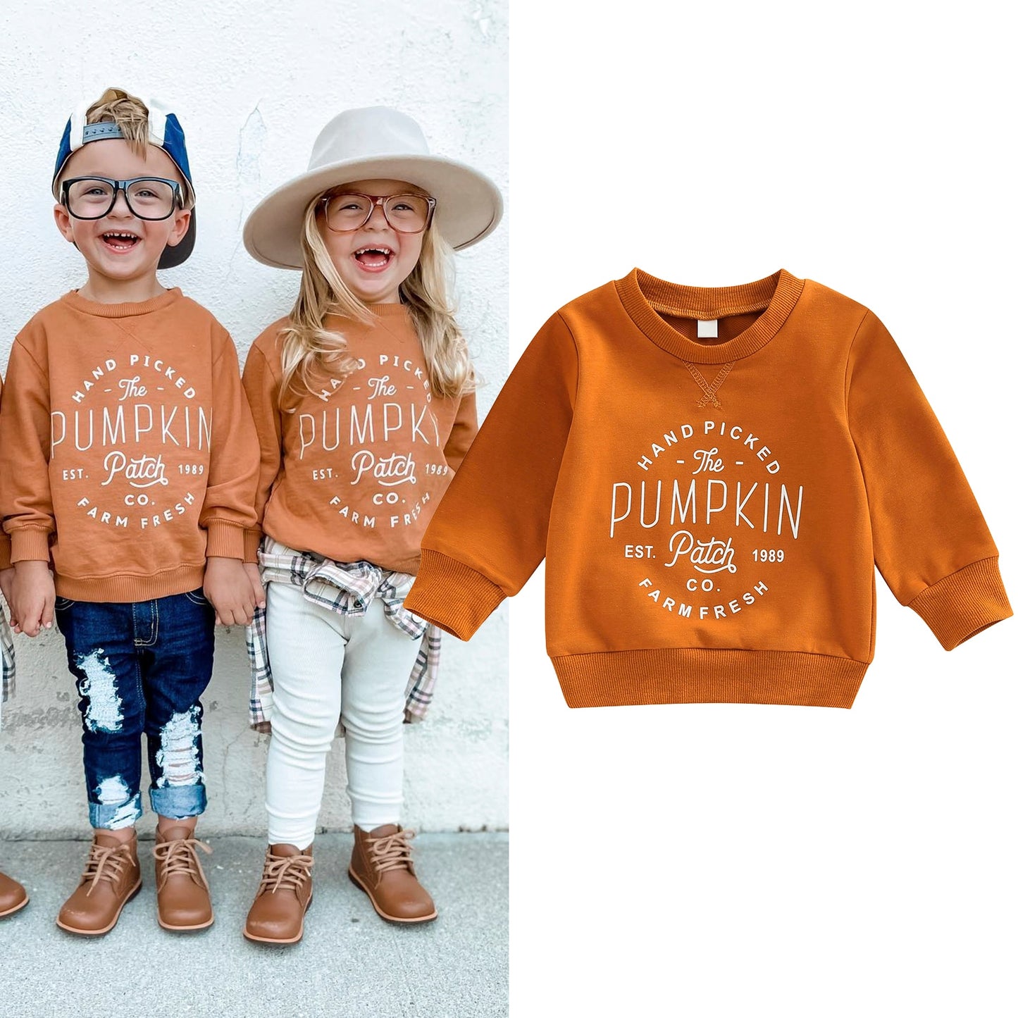 LIORAITIIN "The Pumpkin Patch Co." Toddler Long Sleeve Printed O-neck Sweatshirt