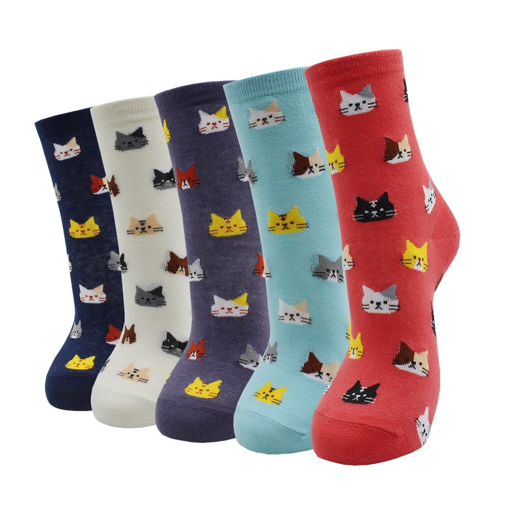 5-Pair Colorful Cute Cartoon Women's Sock Sets