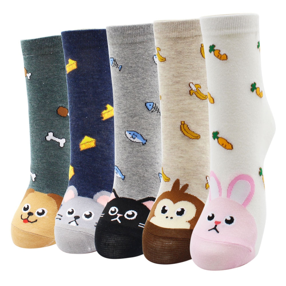 5-Pair Colorful Cute Cartoon Women's Sock Sets