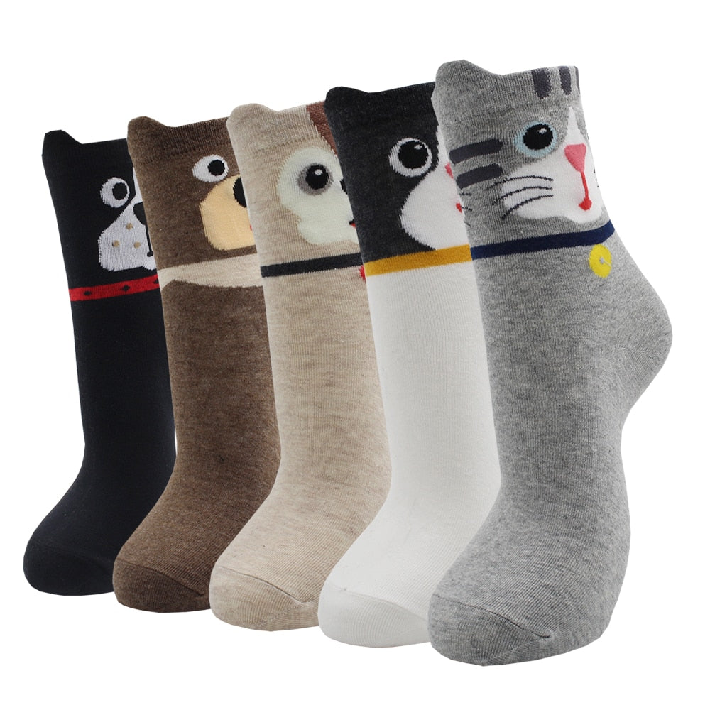 5-Pair Colorful Cute Cartoon Women's Sock Sets