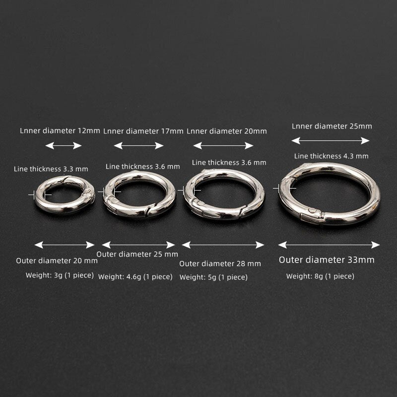 5pc Set Metal O-Ring Spring Clasps