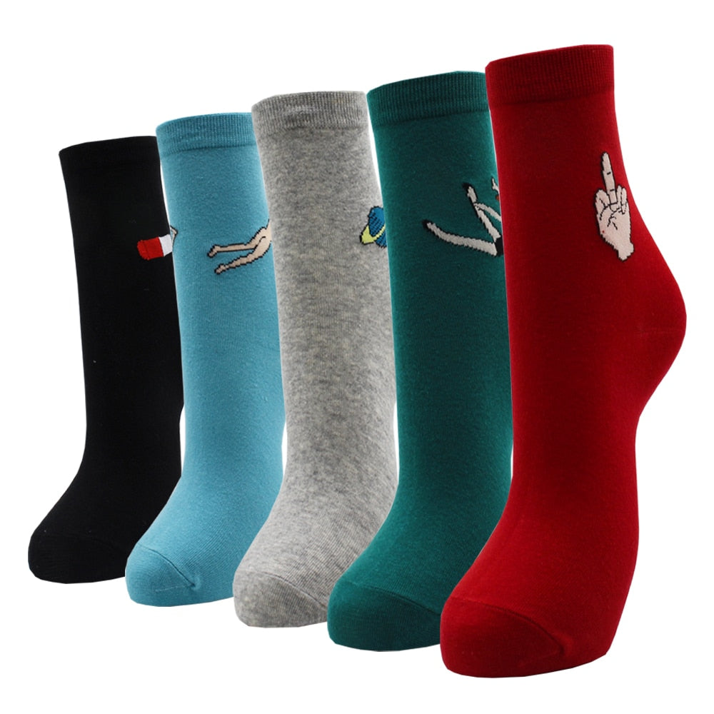 5-Pair Colorful Cute Cartoon Women's Sock Sets