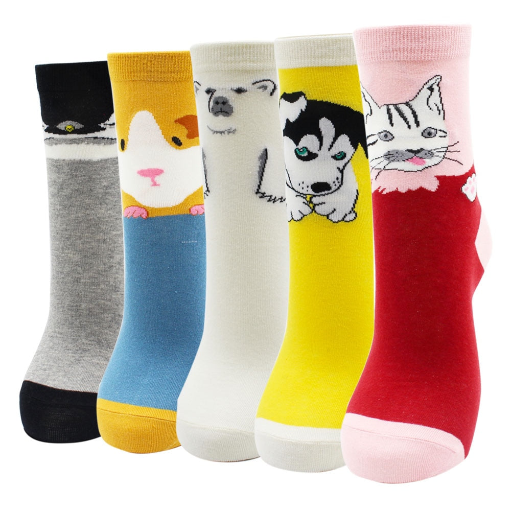 5-Pair Colorful Cute Cartoon Women's Sock Sets