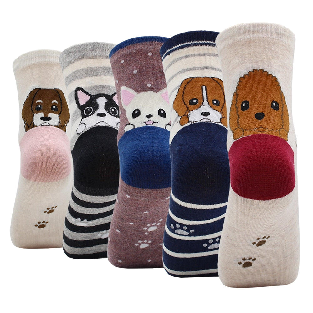 5-Pair Colorful Cute Cartoon Women's Sock Sets