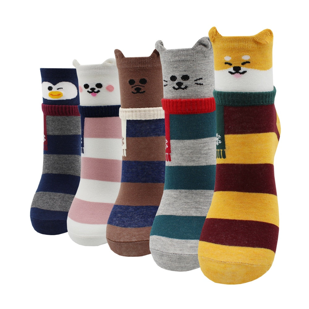 5-Pair Colorful Cute Cartoon Women's Sock Sets