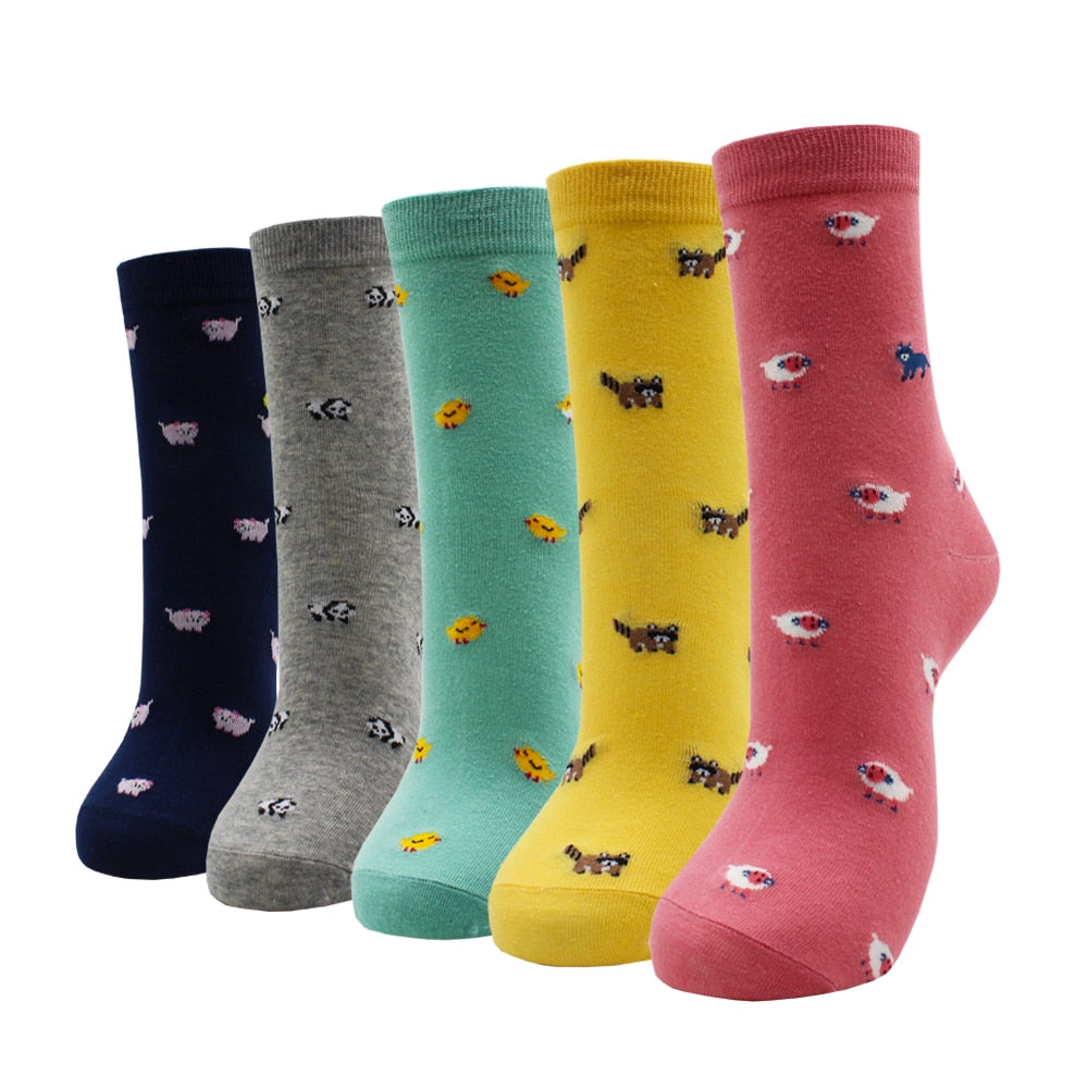 5-Pair Colorful Cute Cartoon Women's Sock Sets