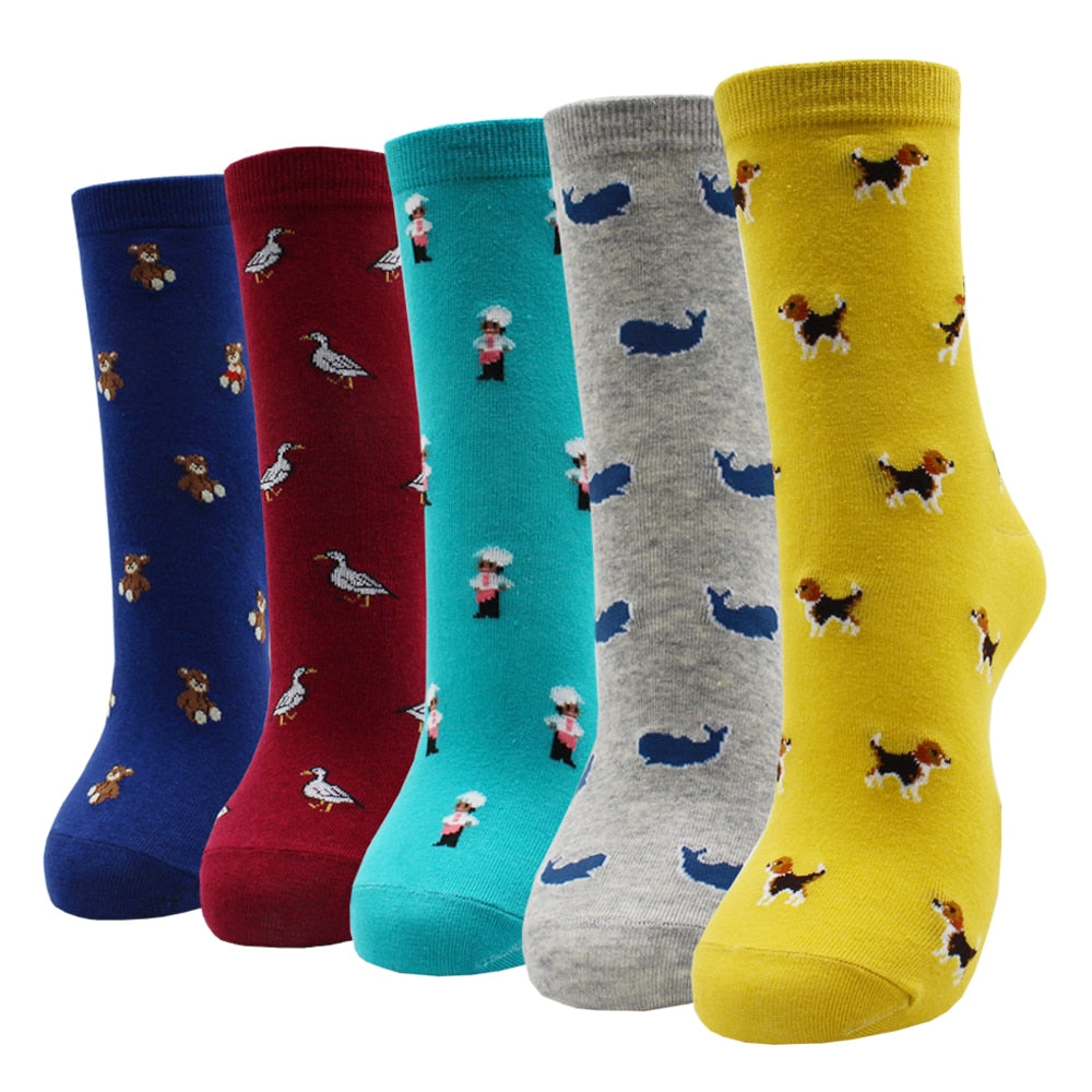 5-Pair Colorful Cute Cartoon Women's Sock Sets