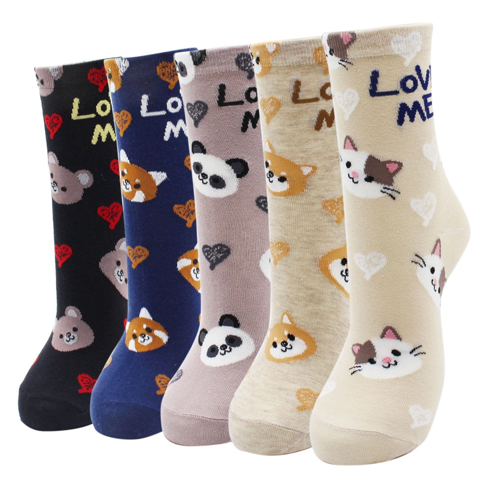 5-Pair Colorful Cute Cartoon Women's Sock Sets