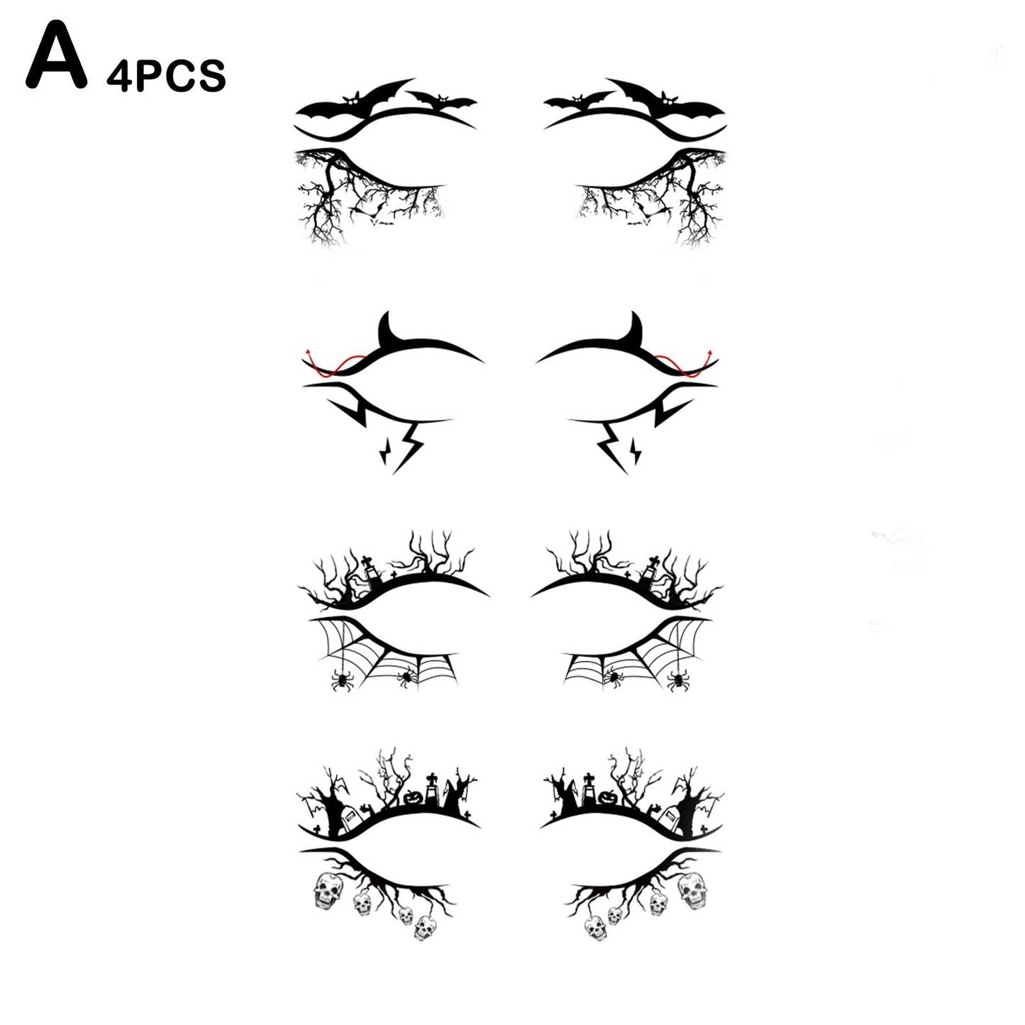 Waterproof Temporary Horror Eye-Makeup Stickers (4PC SET)