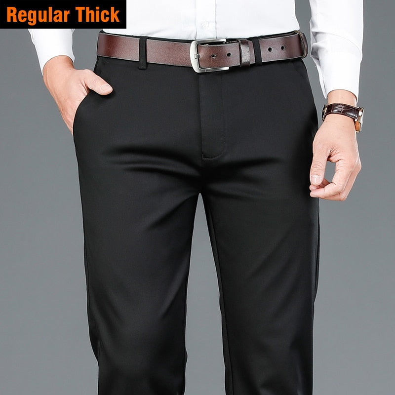 Men's Bamboo Fiber Classic Style Khaki Business Trousers