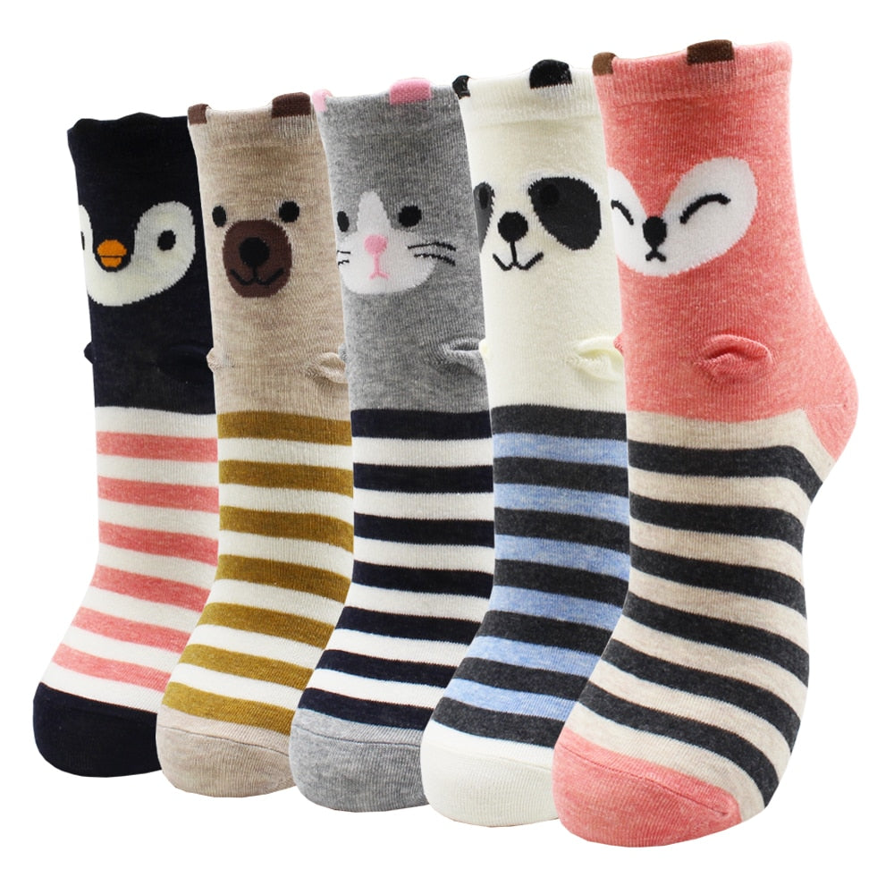 5-Pair Colorful Cute Cartoon Women's Sock Sets