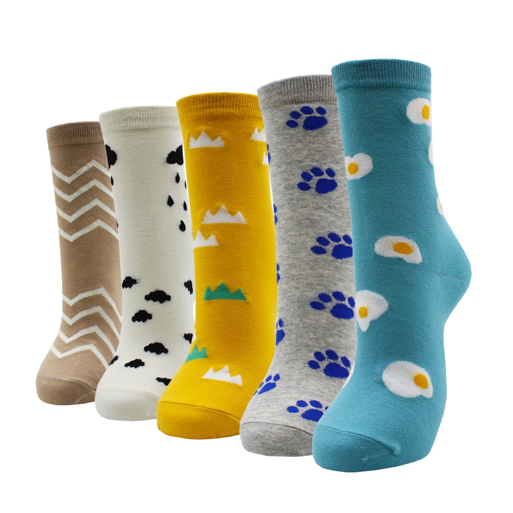 5-Pair Colorful Cute Cartoon Women's Sock Sets