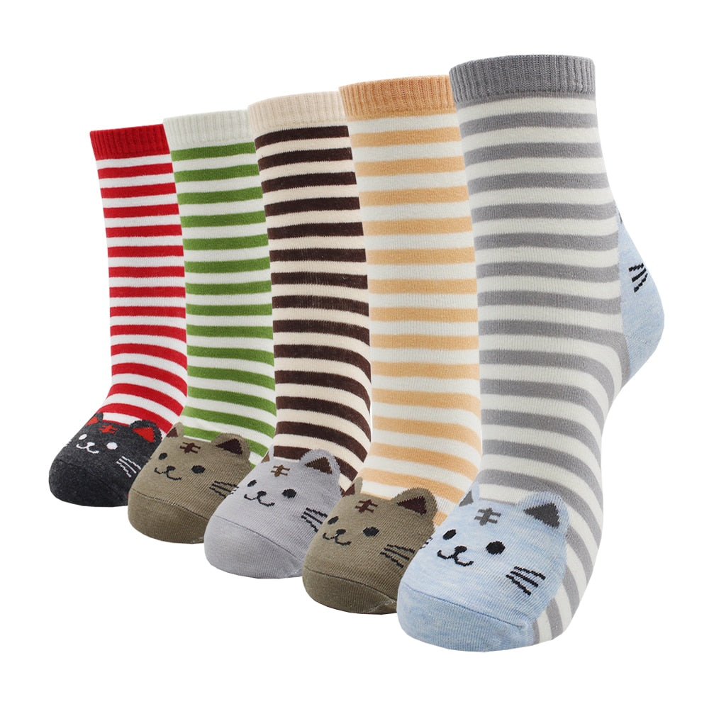 5-Pair Colorful Cute Cartoon Women's Sock Sets