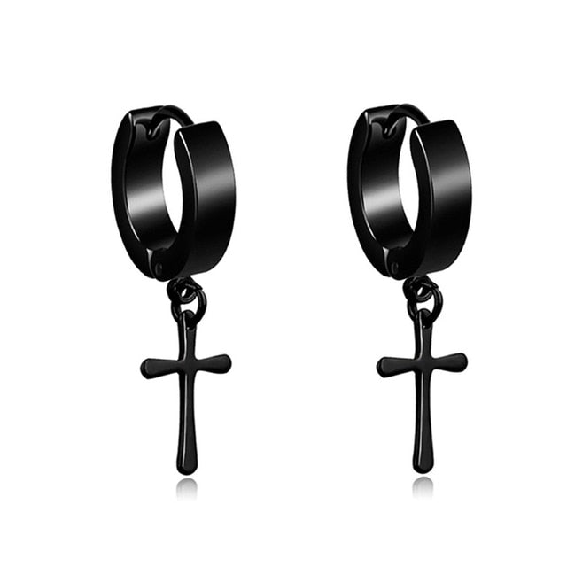 6-Pair Stainless Steel Gothic Black Earrings Set